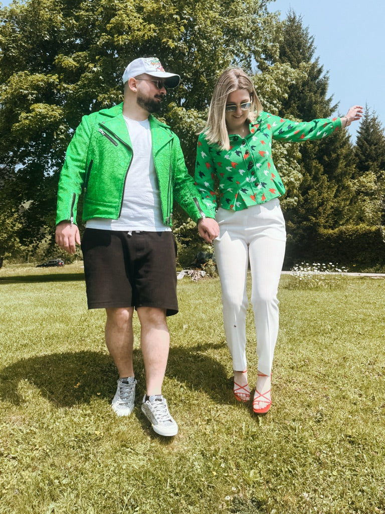 Veste en cuir verte