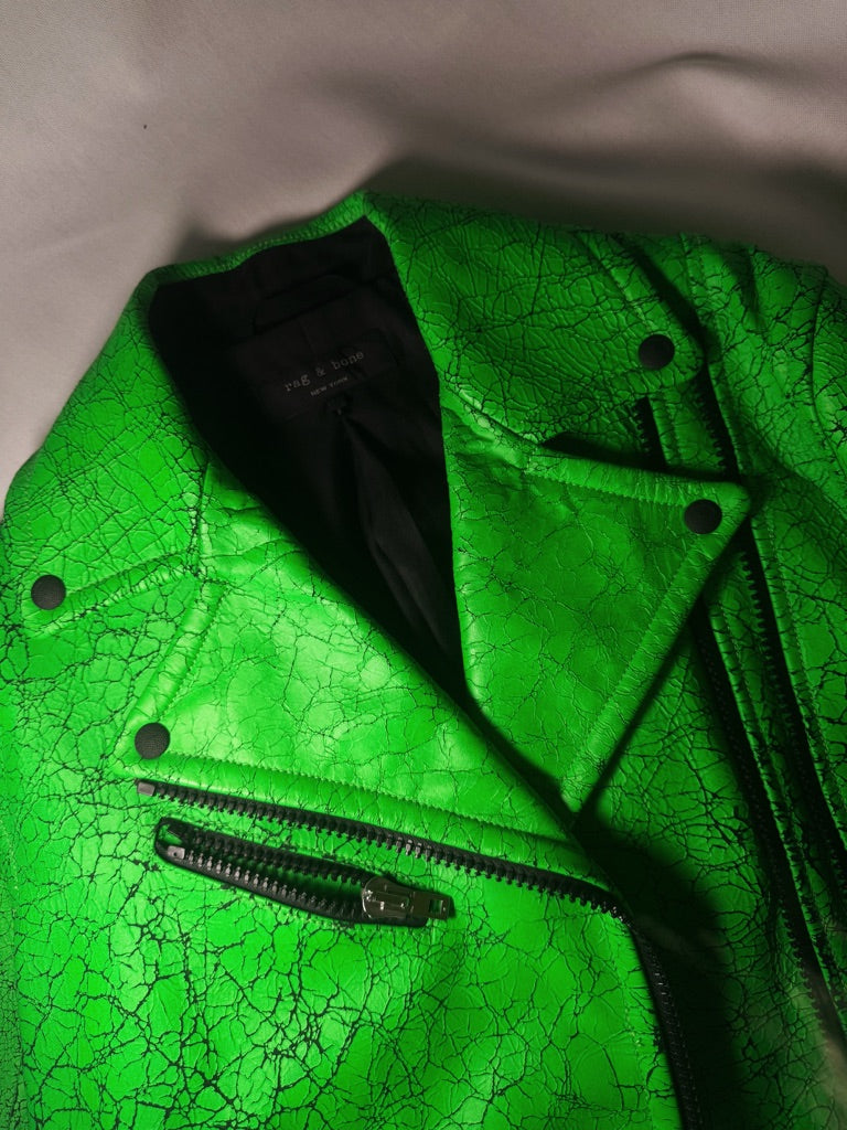 Veste en cuir verte