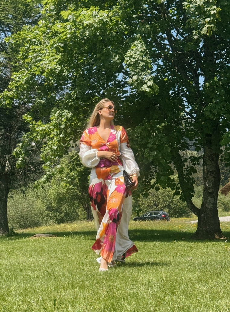 Robe longue en satin