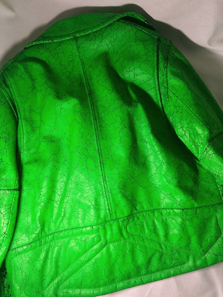 Veste en cuir verte