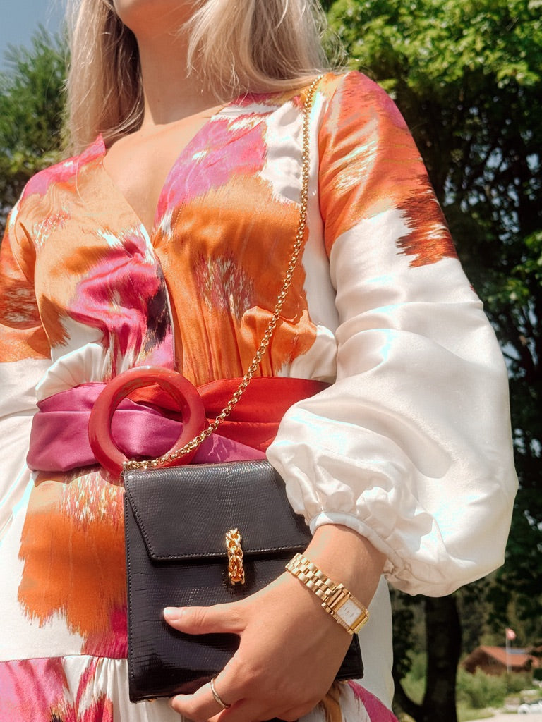 Robe longue en satin